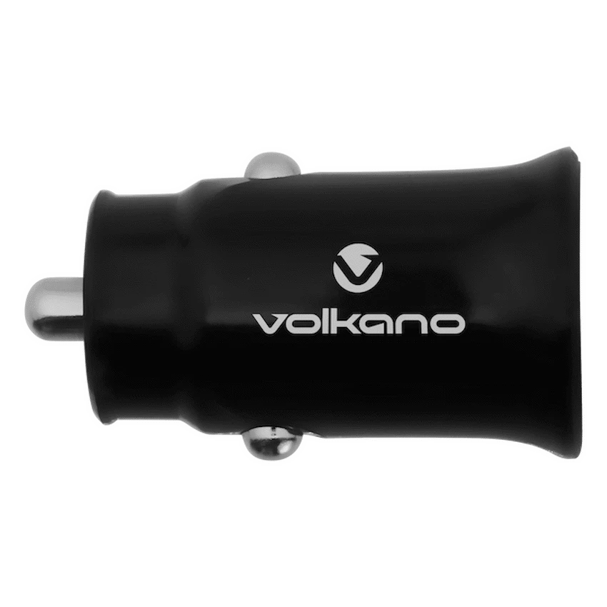 Volkano On-The-Go USB + Type-C 12w Car Charger - Black