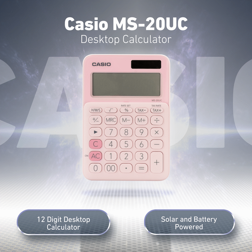 Casio MS-20UC - Desktop Calculator - 12-Digit - Pink