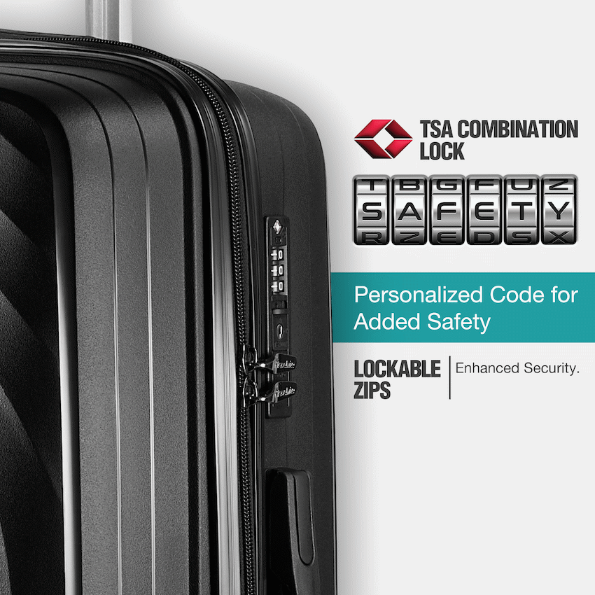 Travelwize Ripple PP 4-Wheel Spinner 65cm Luggage - Black