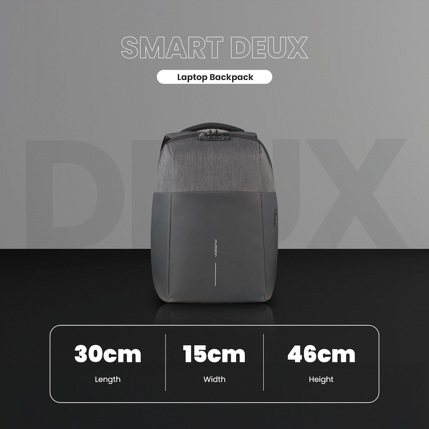 Volkano Smart Deux Laptop Backpack - Black/Charcoal
