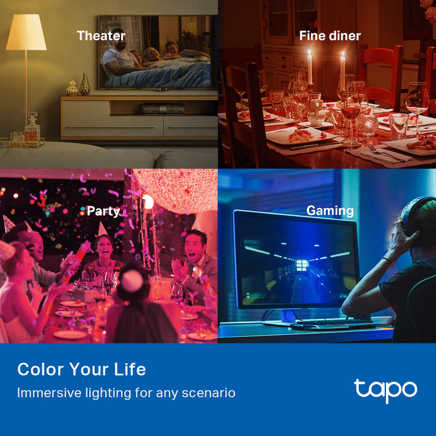 TP-Link Tapo L530E (4-Pack) Smart Wi-Fi Light Bulb - Multicolor