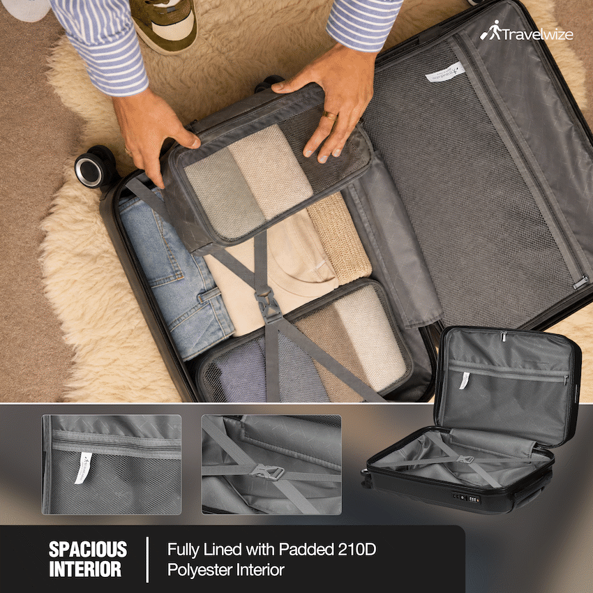 Travelwize Quartz PP 66cm 4-Wheels Spinner Luggage - Black