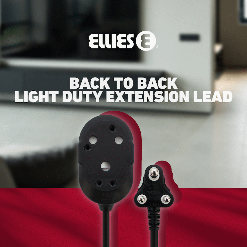 Ellies Back-to-Back Light-Duty Extension Lead - 3m