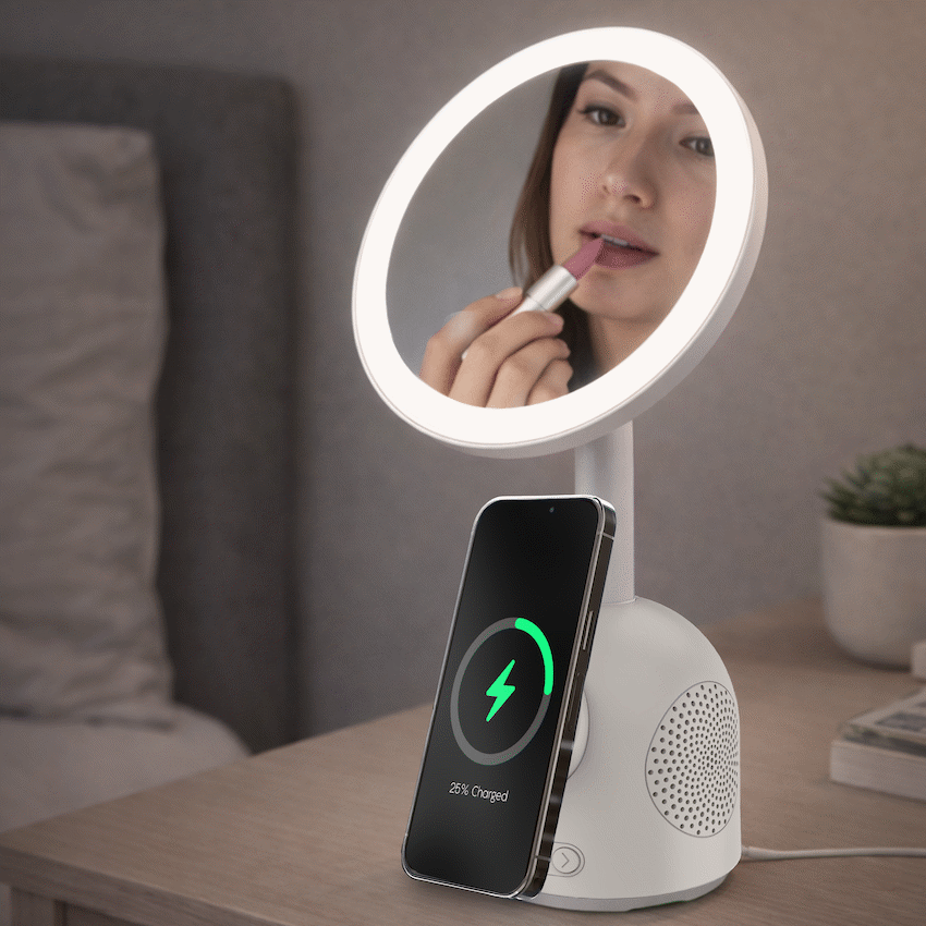 ZEN Unify Series Wireless Phone Charger with Bluetooth Speaker - White