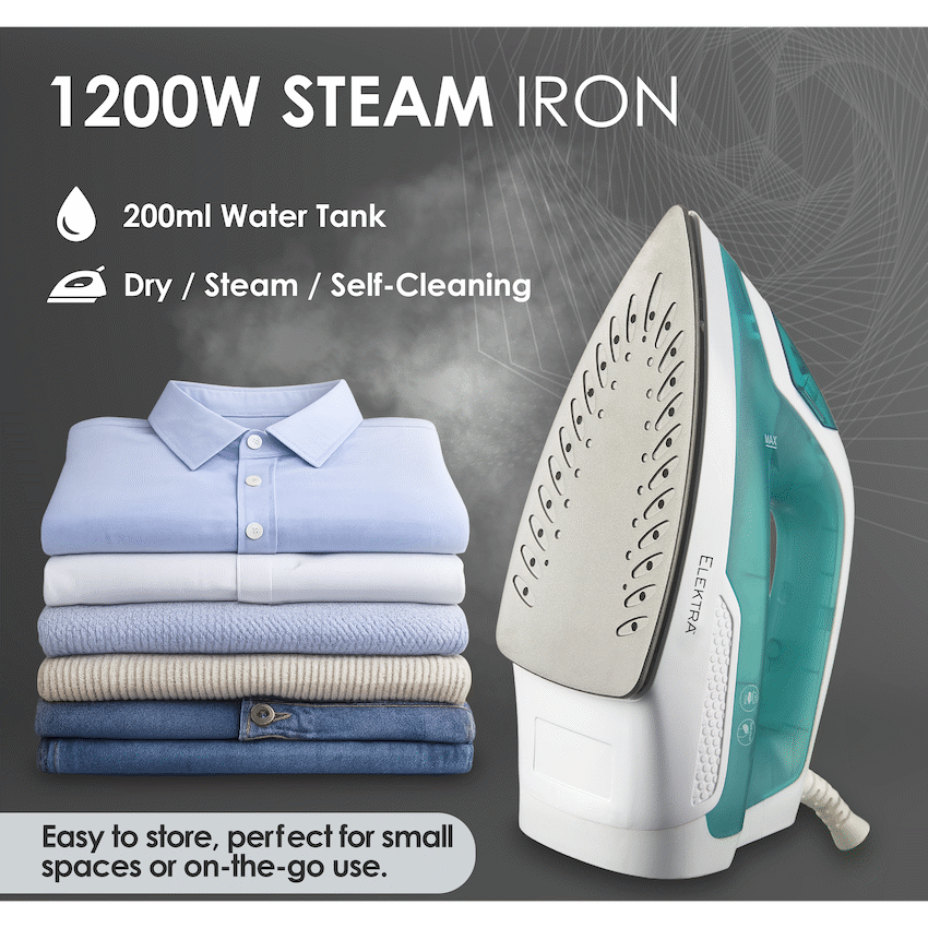 Elektra 1200W Steam Iron - Green