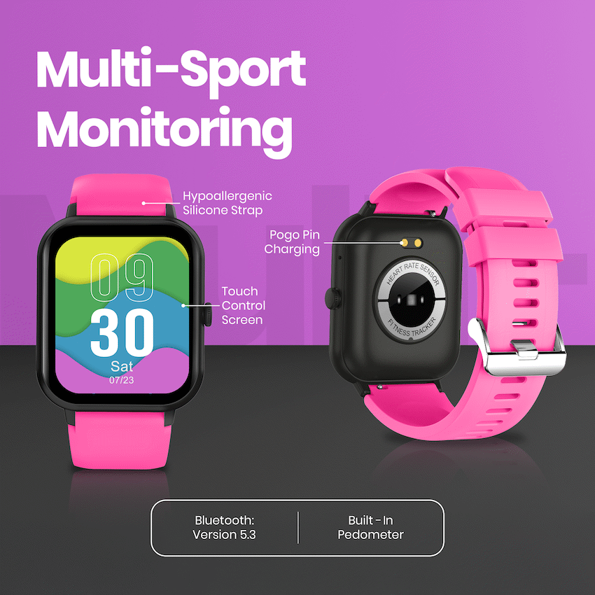 Volkano Chroma Series Smartwatch with Pink Strap