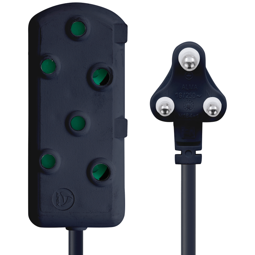 Switched Heavy Duty Side by Side (SBS) Extension Leads 10m - BK