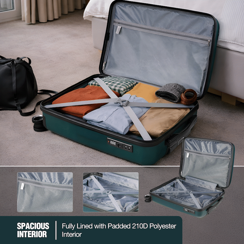 Travelwize Tourer PP 3Pc 4-wheel Spinner Luggage Set Petrol