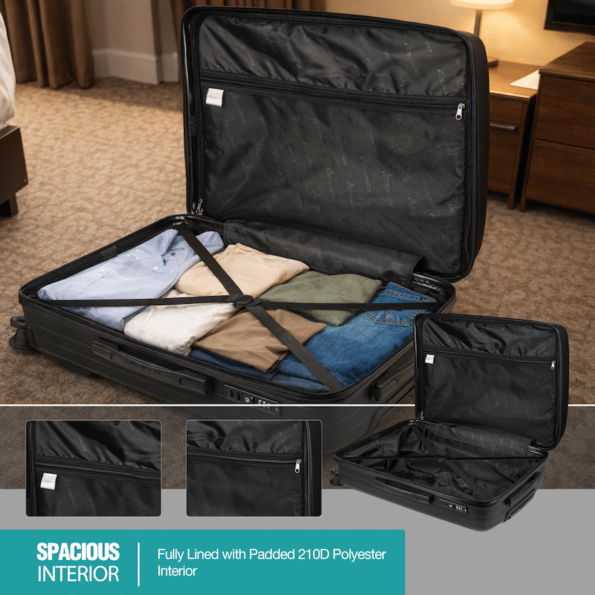 Travelwize Ripple PP 4-Wheel Spinner 65cm Luggage - Black