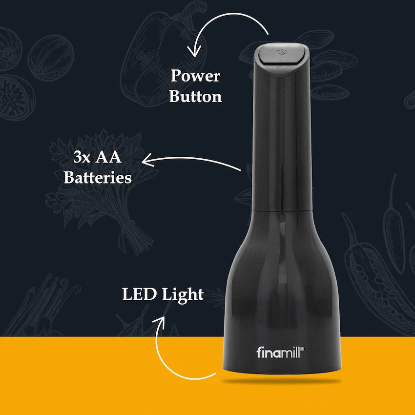 Finamill Battery-Operated Grinder - Midnight Black
