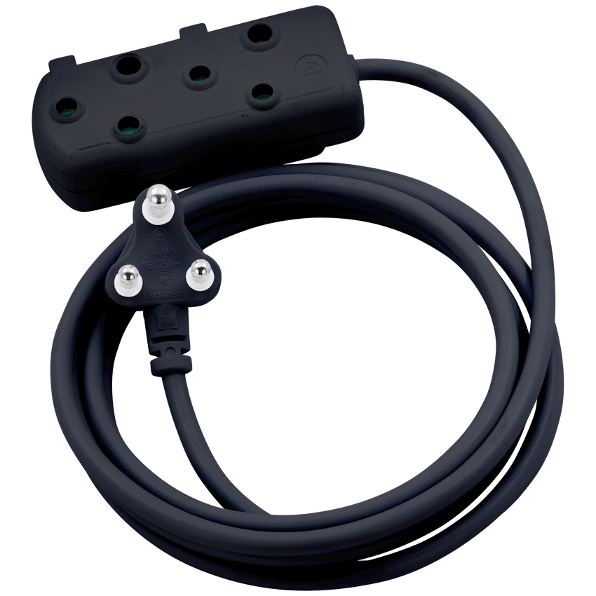 Switched Heavy Duty Side by Side (SBS) Extension Leads 5m - BK