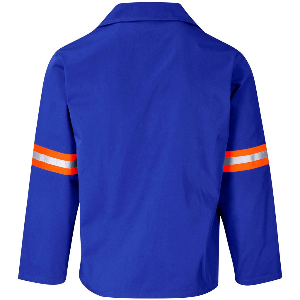 Site Premium Polycotton Jacket - Reflective Arms - Orange Tape - Royal Blue
