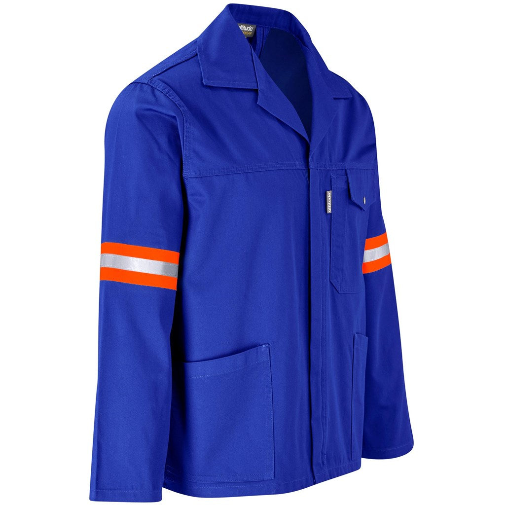Site Premium Polycotton Jacket - Reflective Arms - Orange Tape - Royal Blue