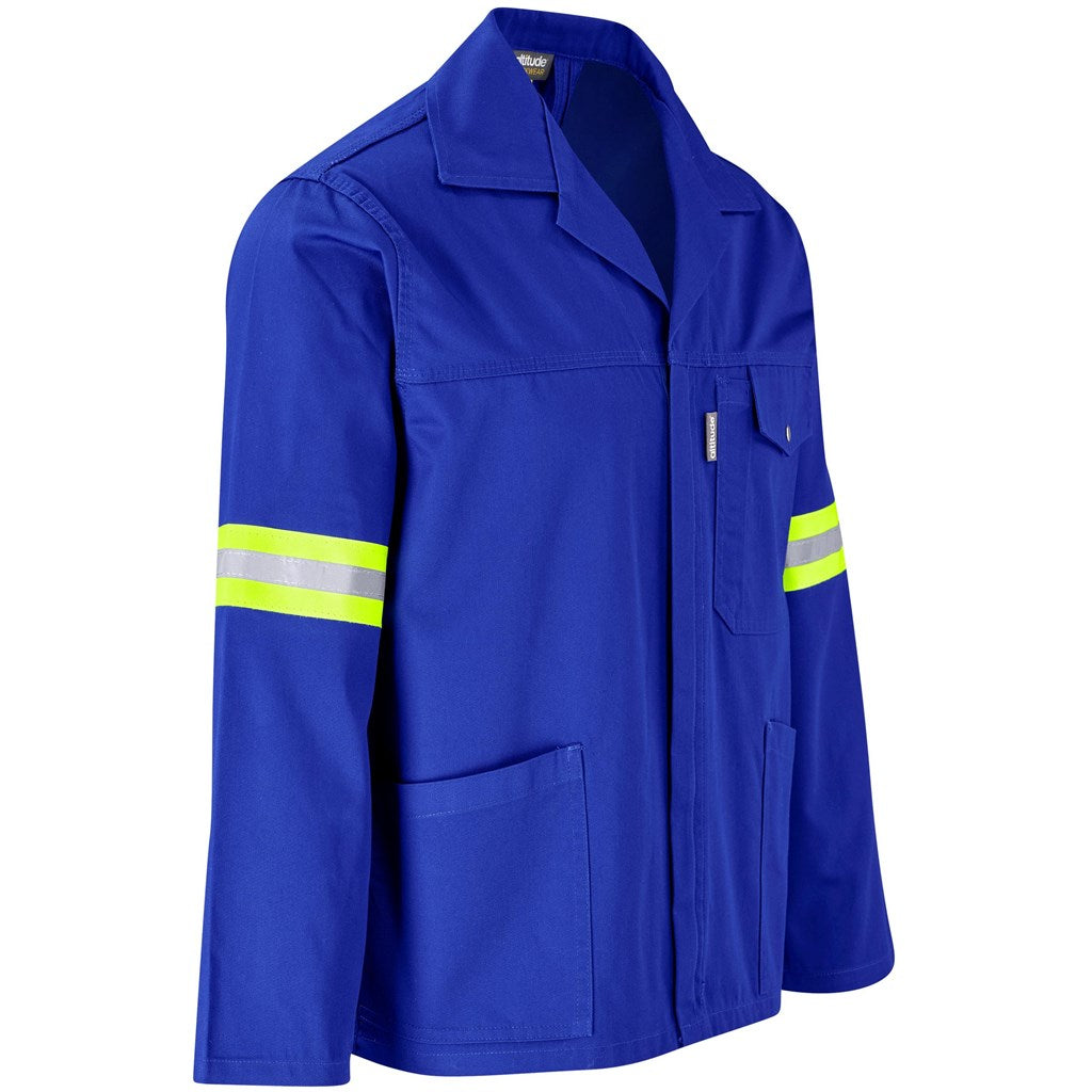Site Premium Polycotton Jacket - Reflective Arms & Back - Yellow Tape - Royal Blue