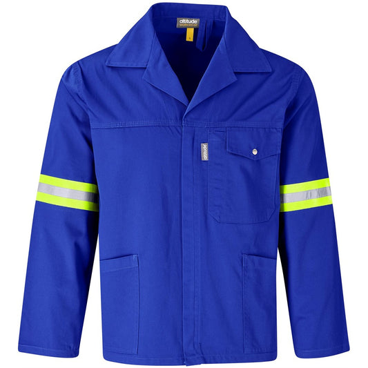 Site Premium Polycotton Jacket - Reflective Arms & Back - Yellow Tape - Royal Blue