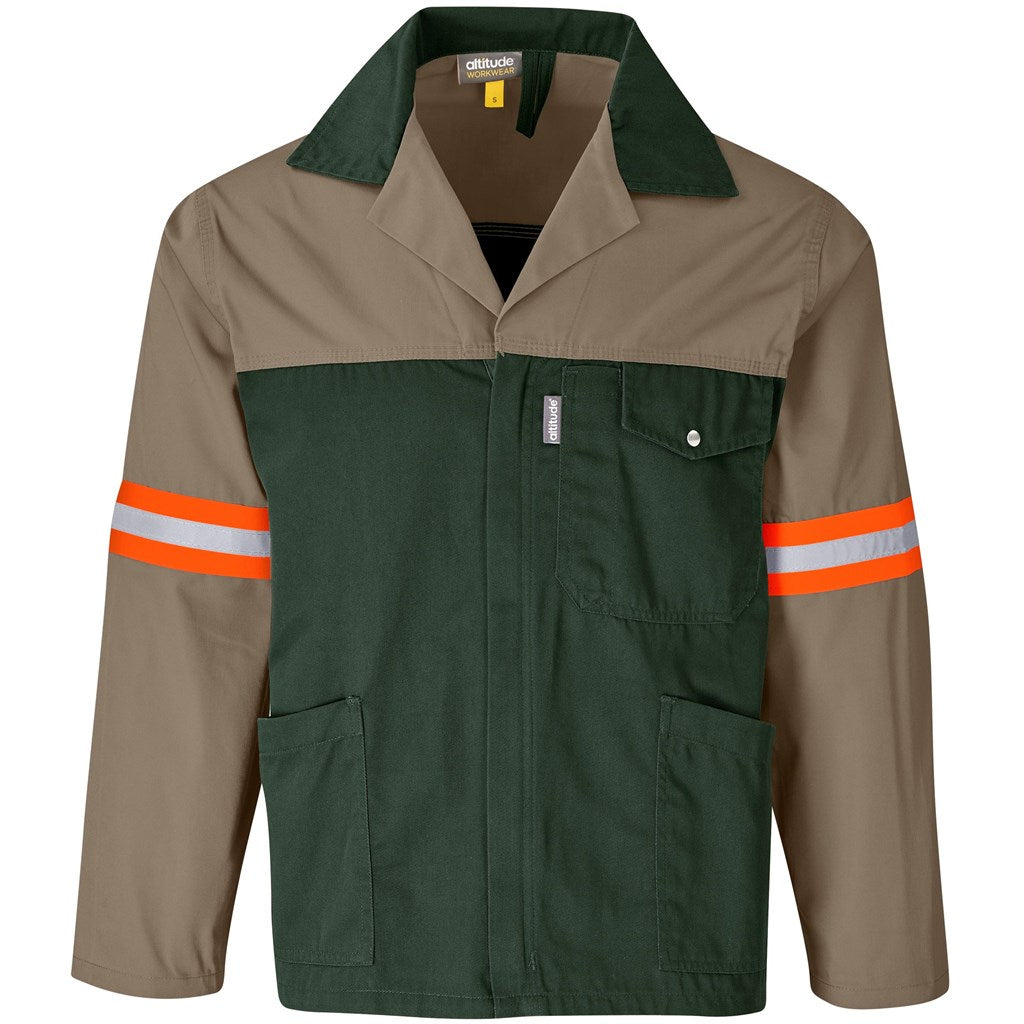 Site Premium Two-Tone Polycotton Jacket - Reflective Arms - Orange Tape - KHAKI