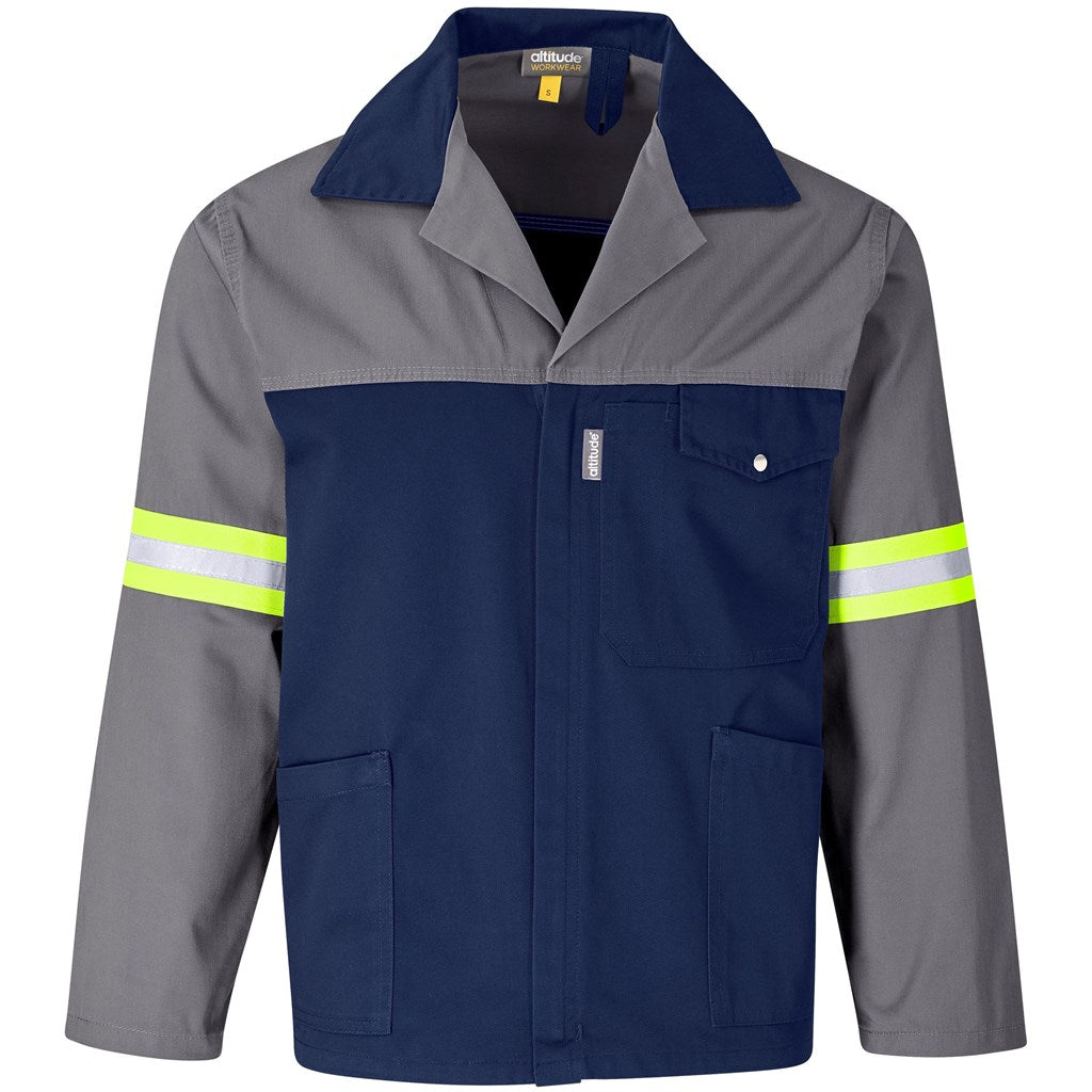Site Premium Two-Tone Polycotton Jacket - Reflective Arms & Back - Yellow Tape - GREY