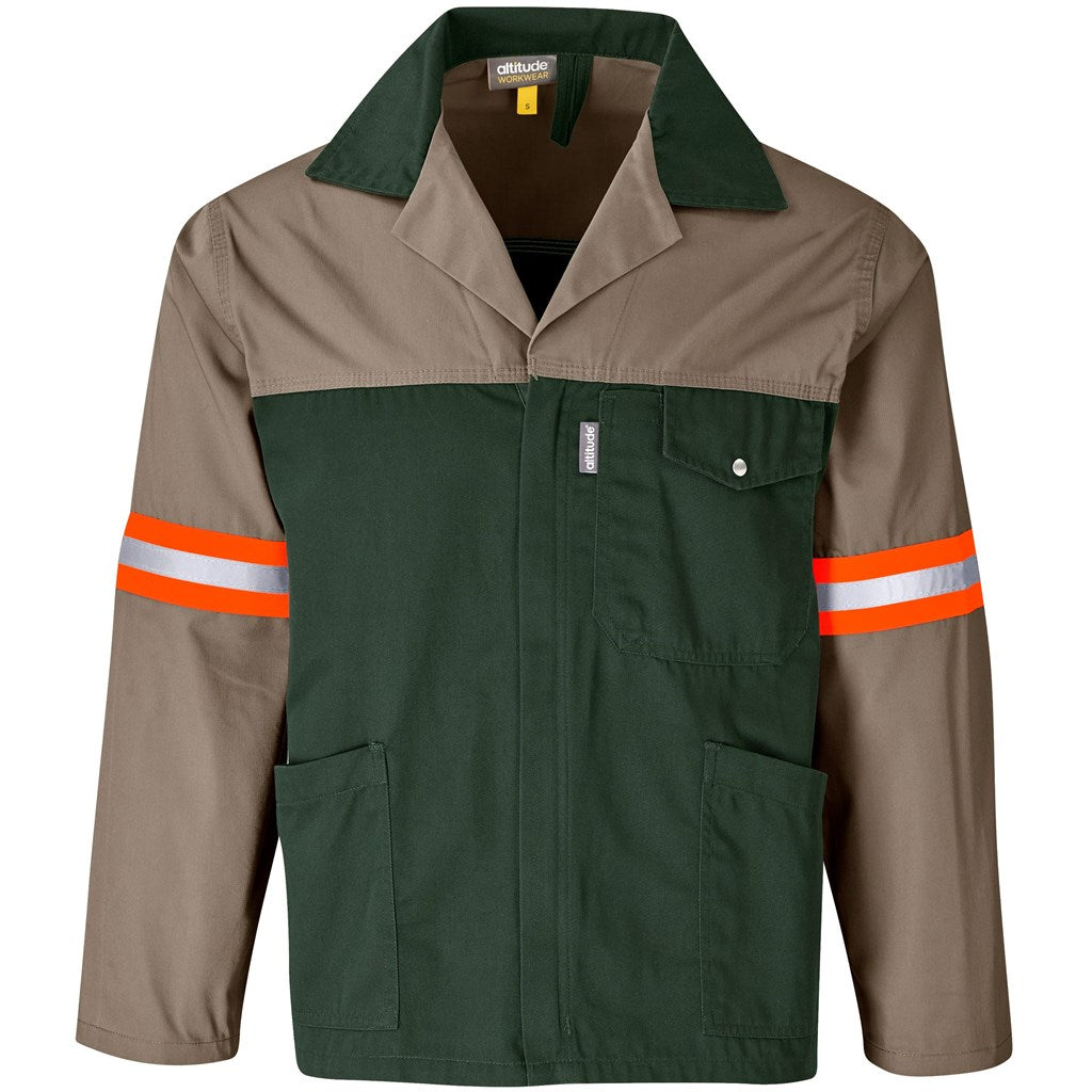 Site Premium Two-Tone Polycotton Jacket - Reflective Arms & Back - Orange Tape - KHAKI