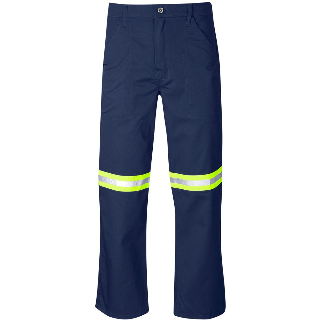 Site Premium Polycotton Pants - Reflective Legs - Yellow Tape - NAVY