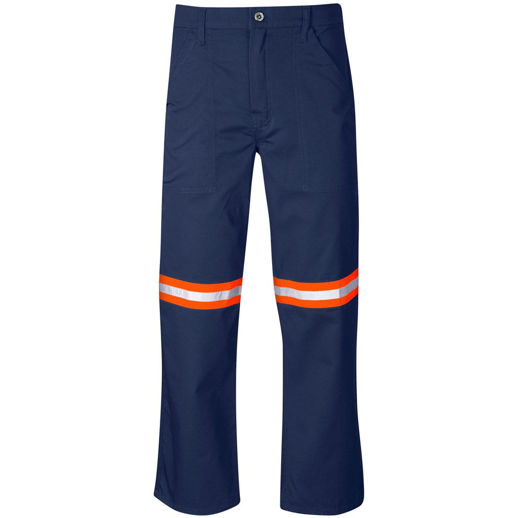 Site Premium Polycotton Pants - Reflective Legs - Orange Tape - NAVY