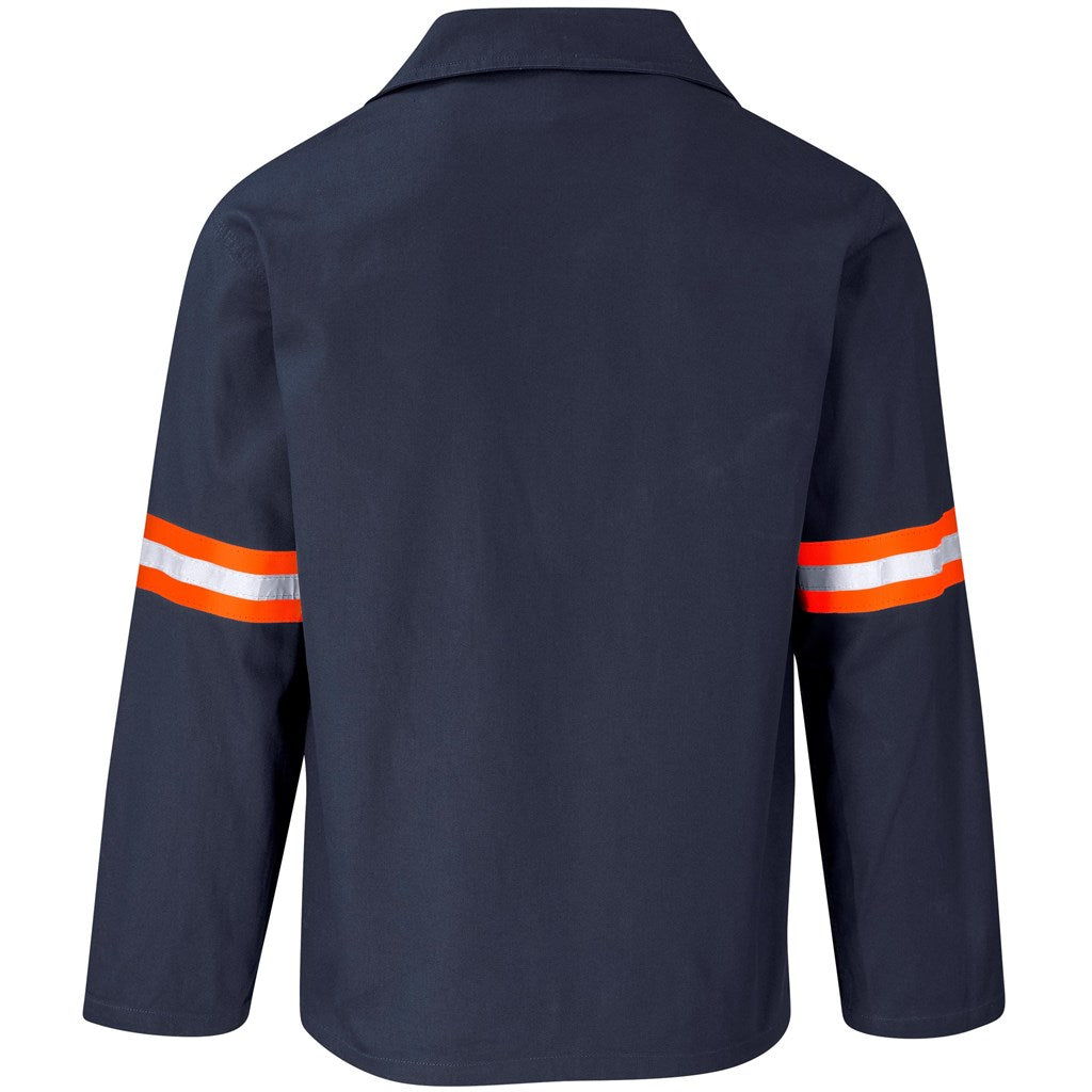 Artisan Premium 100% Cotton Jacket - Reflective Arms - Orange Tape - Navy