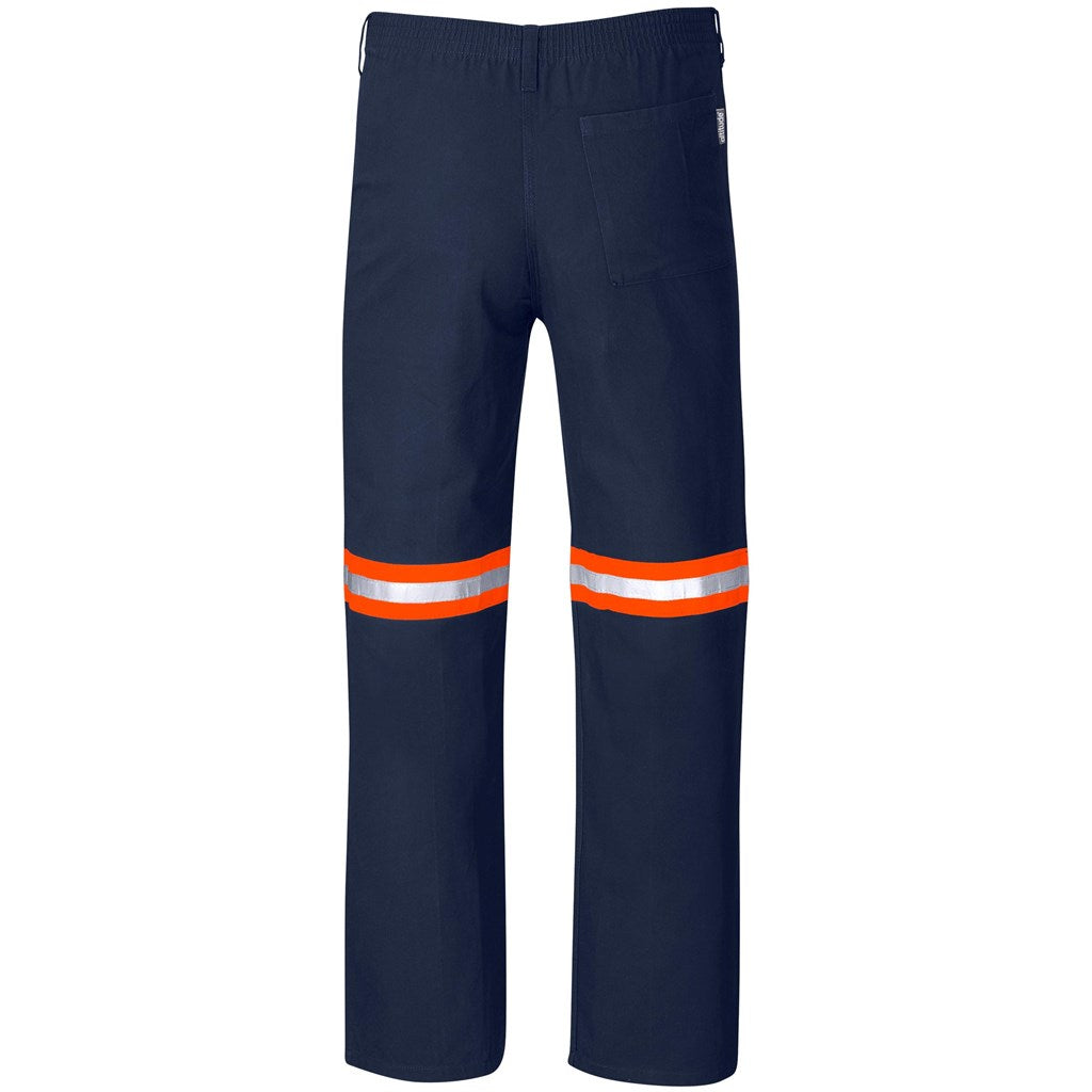 Artisan Premium 100% Cotton Pants - Reflective Legs - Orange Tape - Navy