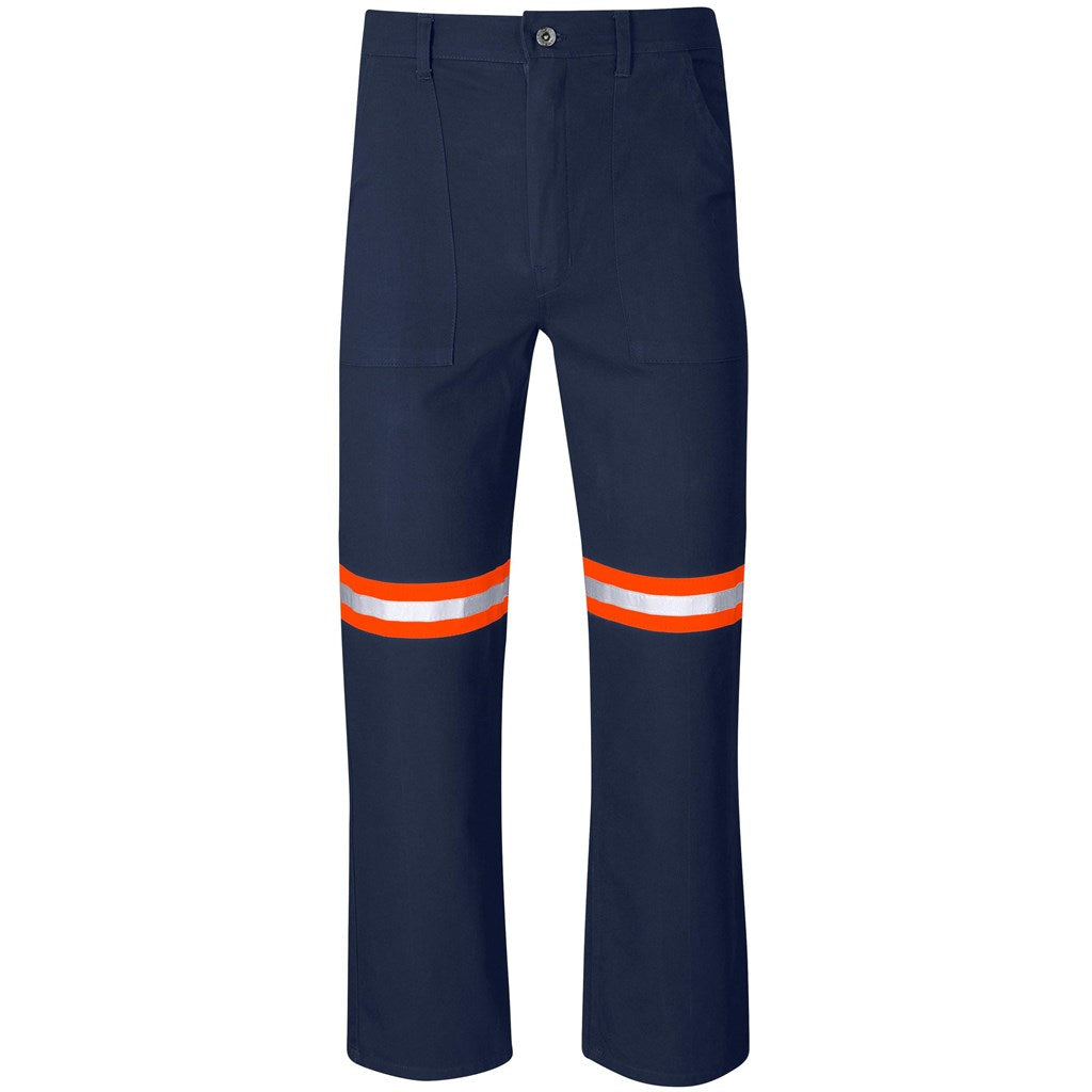 Artisan Premium 100% Cotton Pants - Reflective Legs - Orange Tape - NAVY