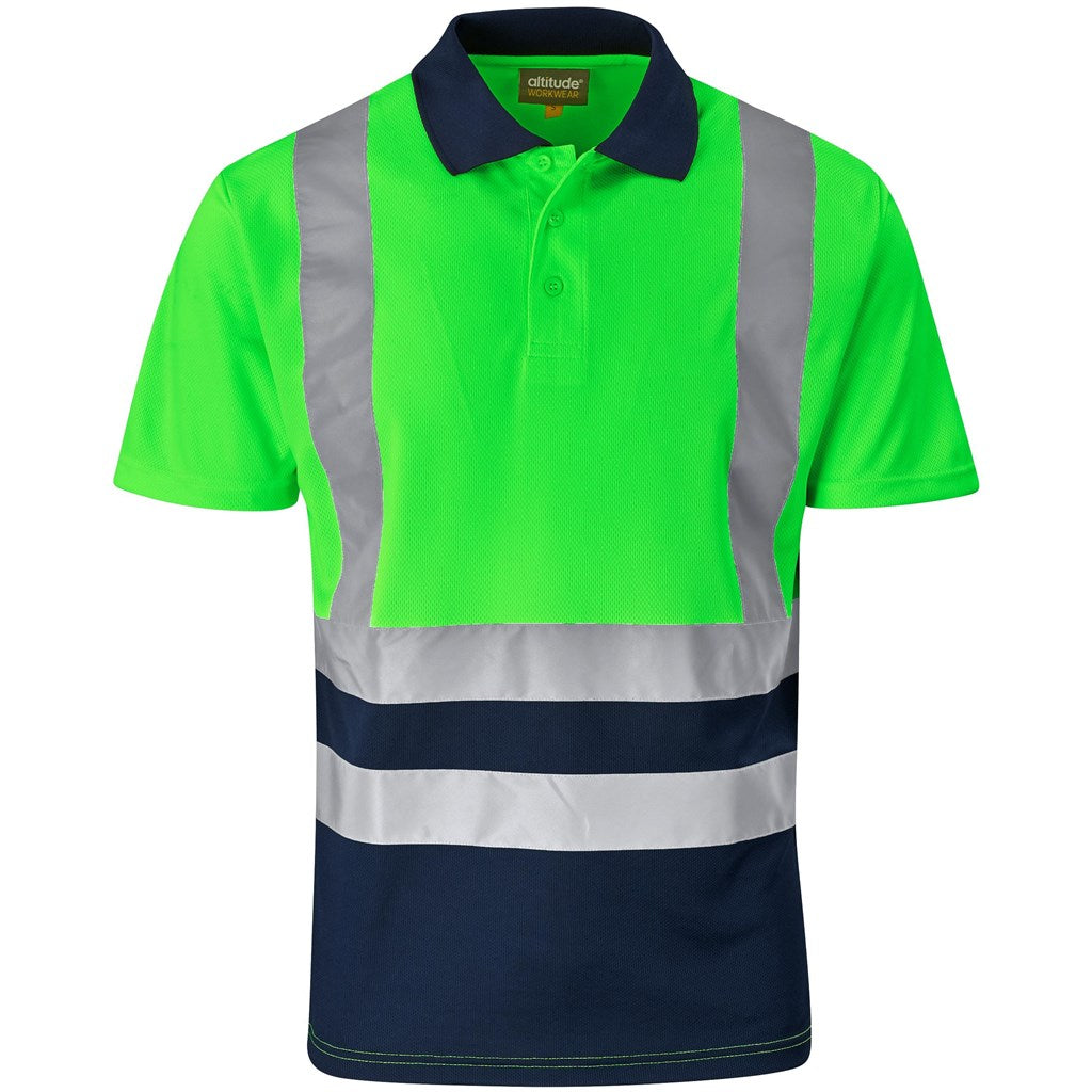 Surveyor Two-Tone Hi-Viz Reflective Golf Shirt - LIME