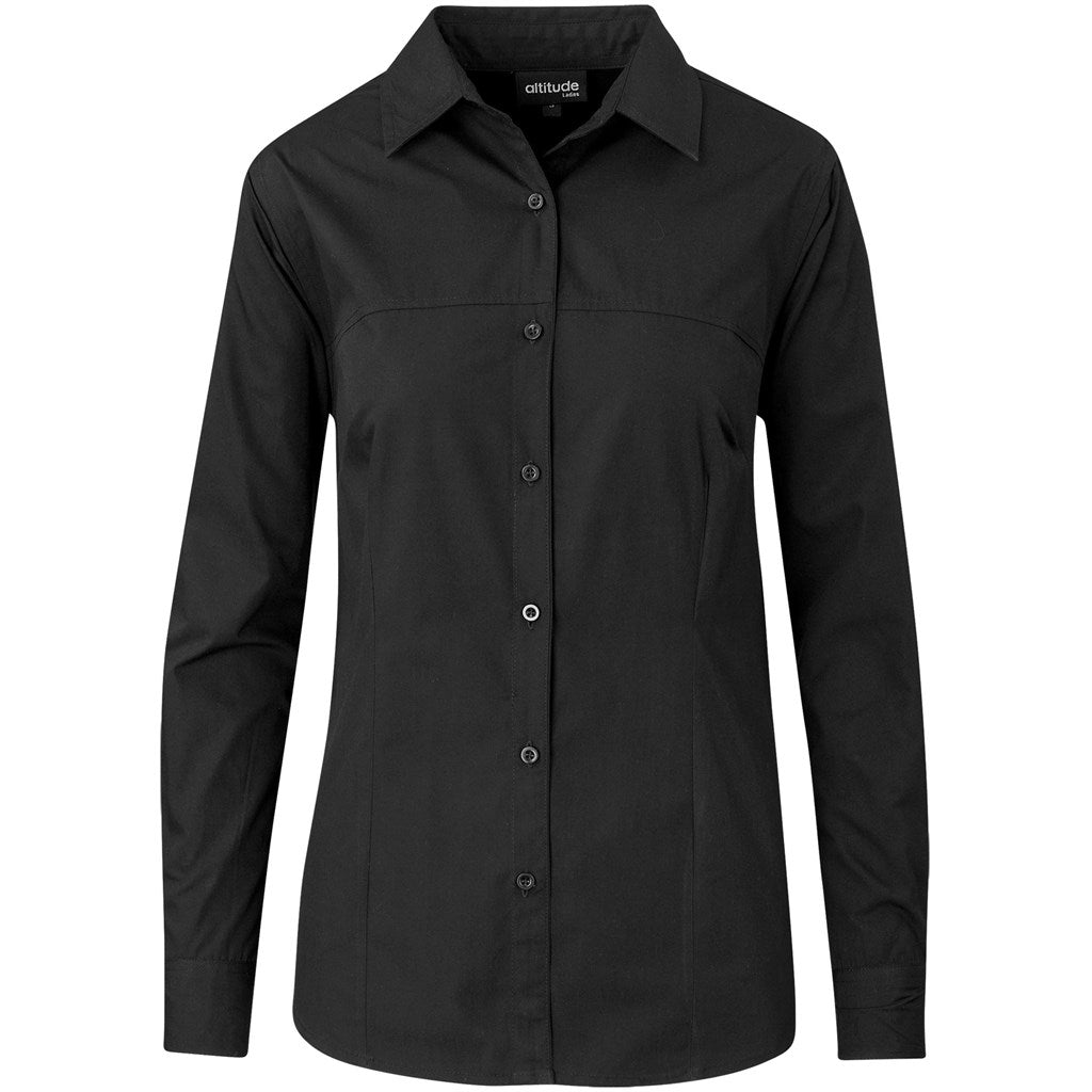 Ladies Long Sleeve Empire Shirt - BLACK