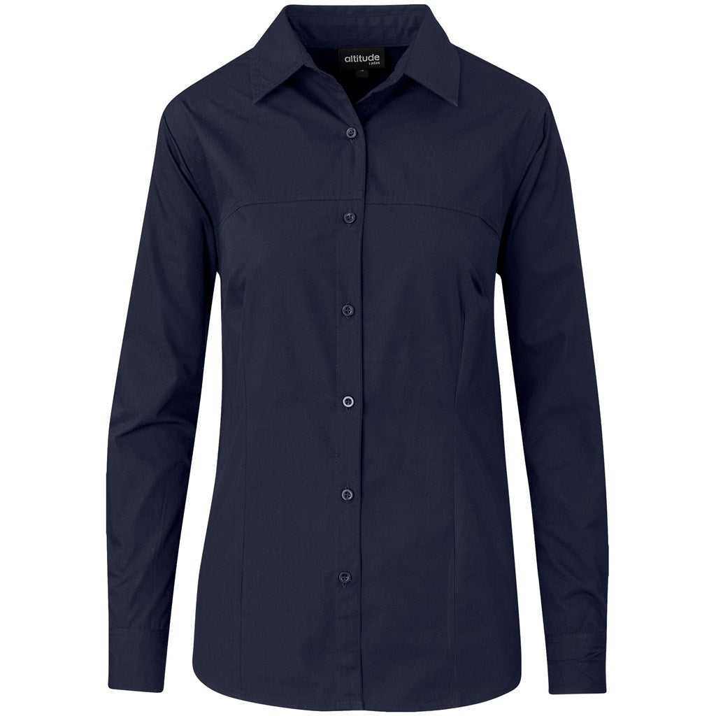 Ladies Long Sleeve Empire Shirt - NAVY