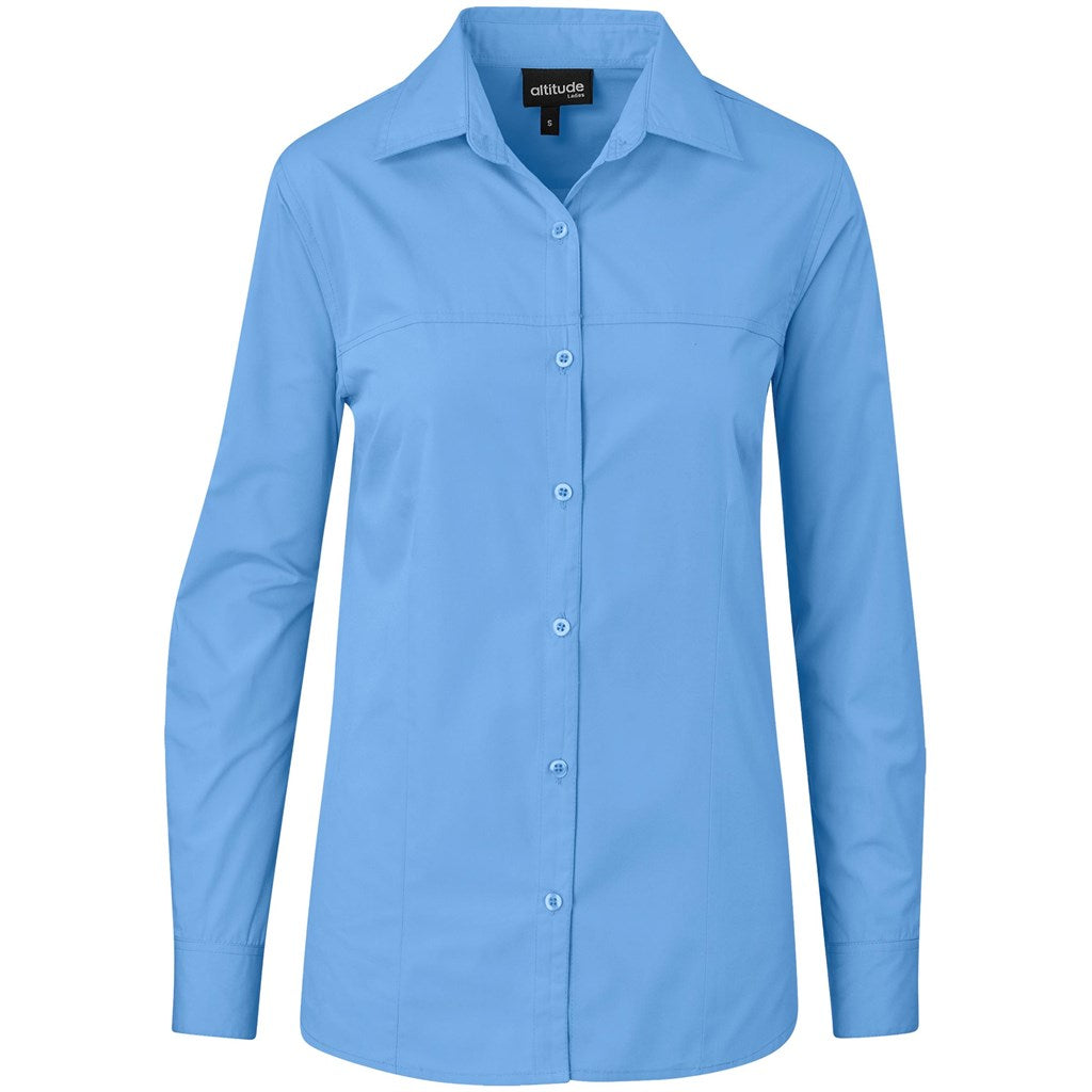 Ladies Long Sleeve Empire Shirt - SKY BLUE