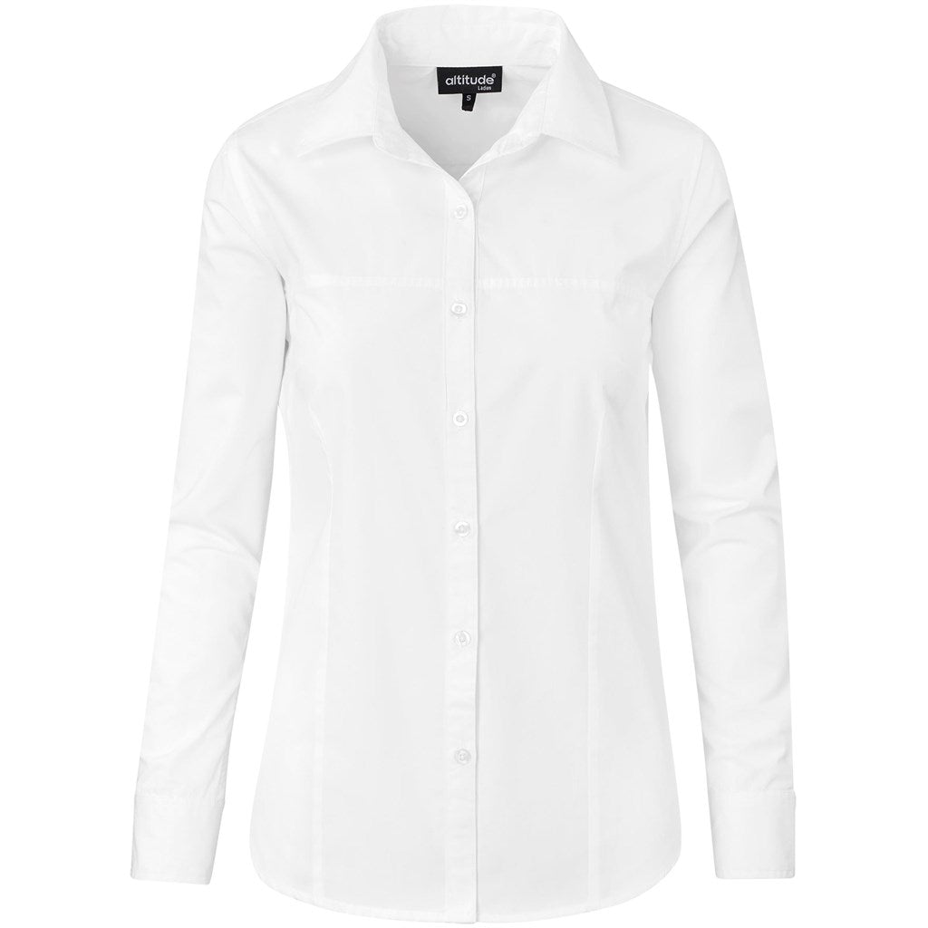 Ladies Long Sleeve Empire Shirt - WHITE
