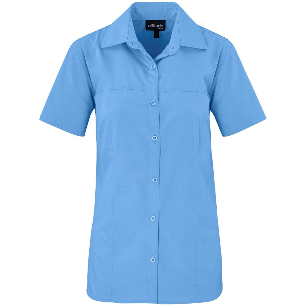 Ladies Short Sleeve Empire Shirt - SKY BLUE