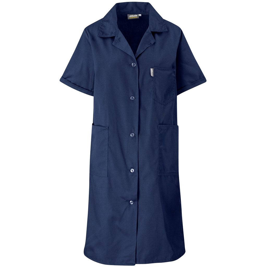 Marriot Polycotton Housecoat - NAVY