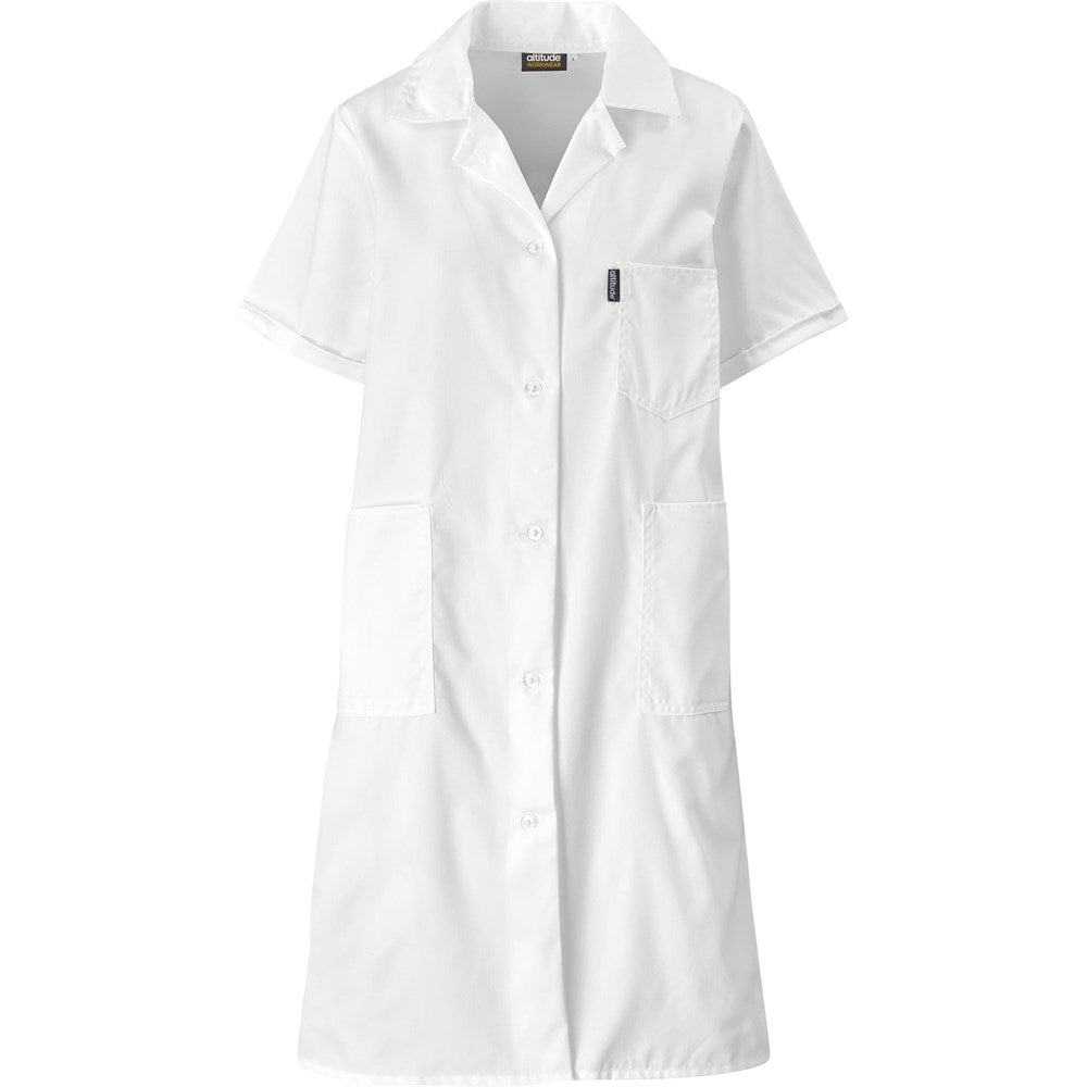 Marriot Polycotton Housecoat - WHITE