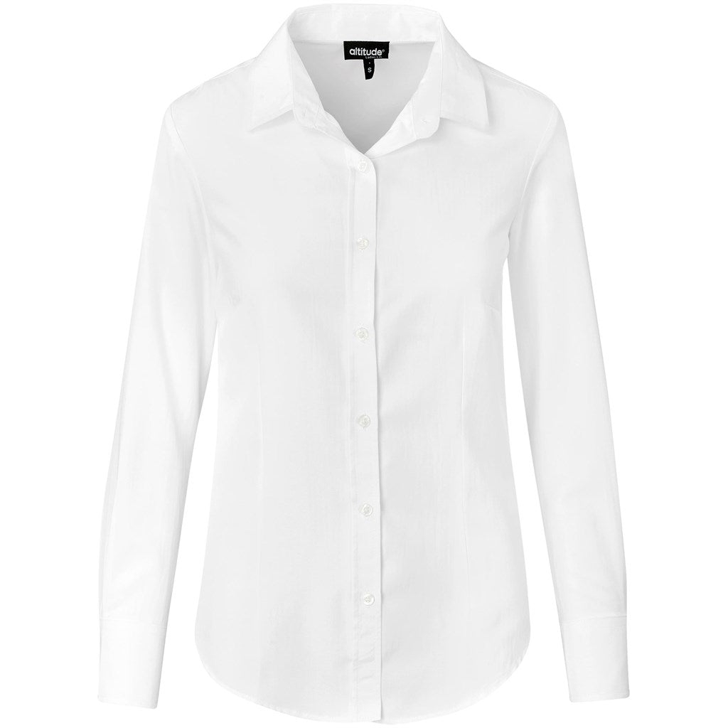 Ladies Long Sleeve Nottingham Shirt - WHITE