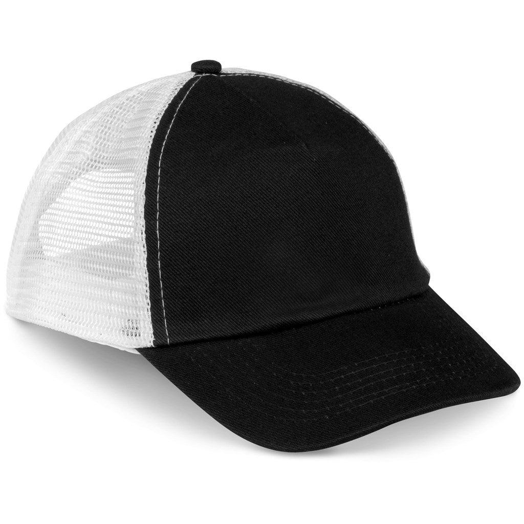 Trucker Cap - 5 Panel - BLACK WHITE