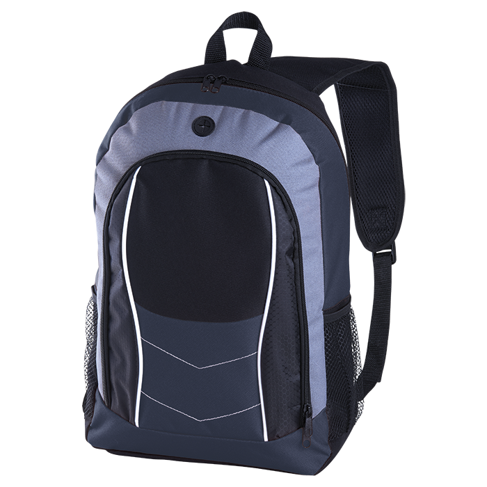 Arrow Design Backpack with Front Flap - Navy