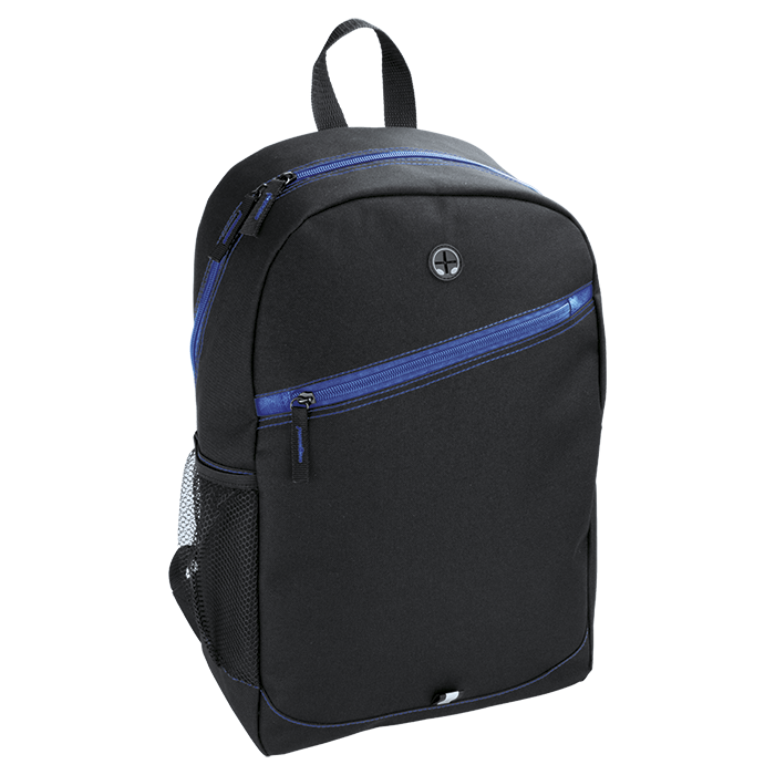 Backpack With Contrast Colour Diagonal Zip - Blue