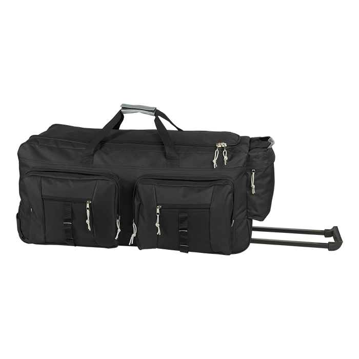 Dual Front Pocket Rolling Travel Duffel - Black