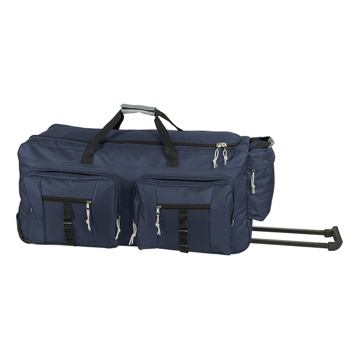 Dual Front Pocket Rolling Travel Duffel - Navy