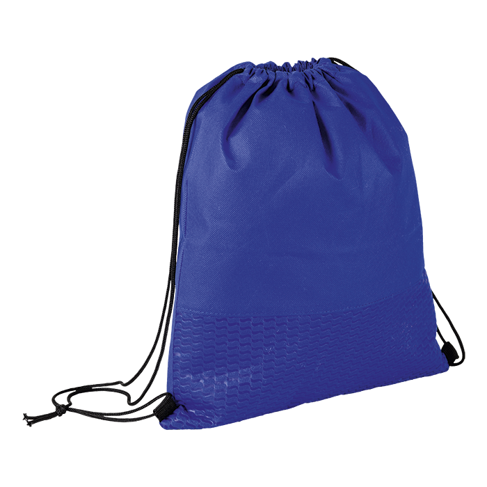 Wave Design Drawstring Bag Non-Woven - Blue