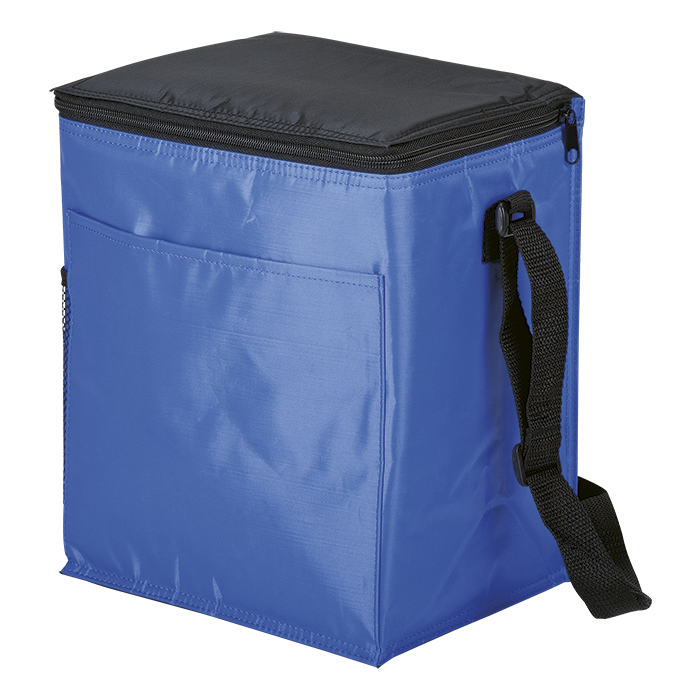 12 Can Cooler with 2 Exterior Pockets 70D PEVA Lining - Blue