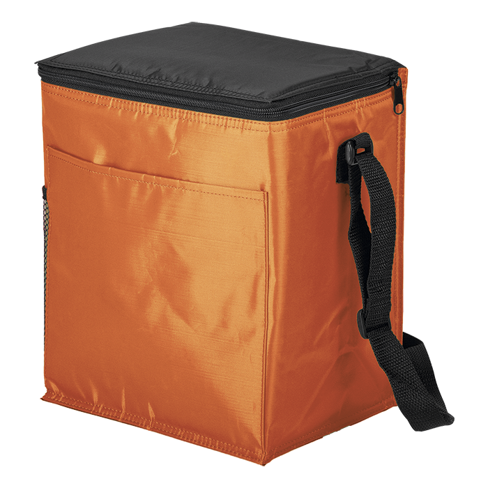 12 Can Cooler with 2 Exterior Pockets 70D PEVA Lining - Orange