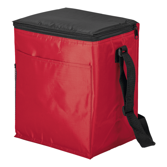 12 Can Cooler with 2 Exterior Pockets 70D PEVA Lining - Red