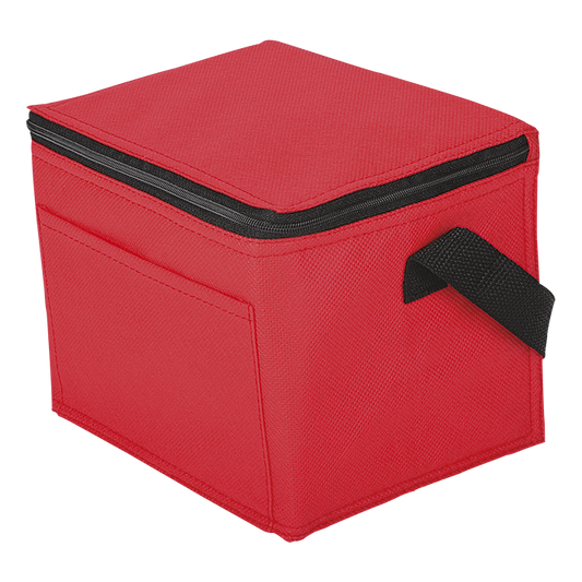6 Can Cooler with Foil Liner and Pocket Non-Woven Foil Linin - Red
