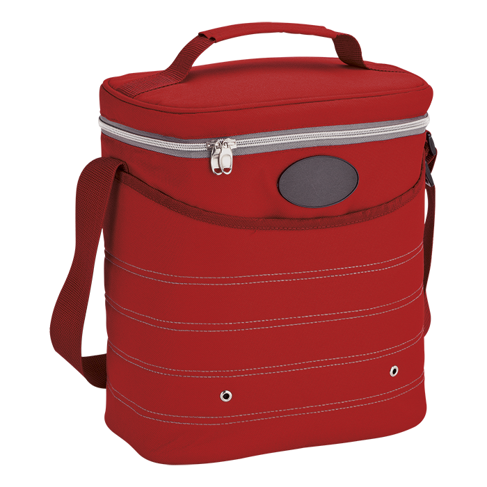 Oval Cooler Bag with Shoulder Strap - Red