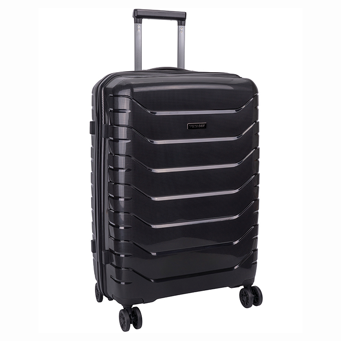 Voyager Cabana Medium 4 Wheel Trolley Case - Black