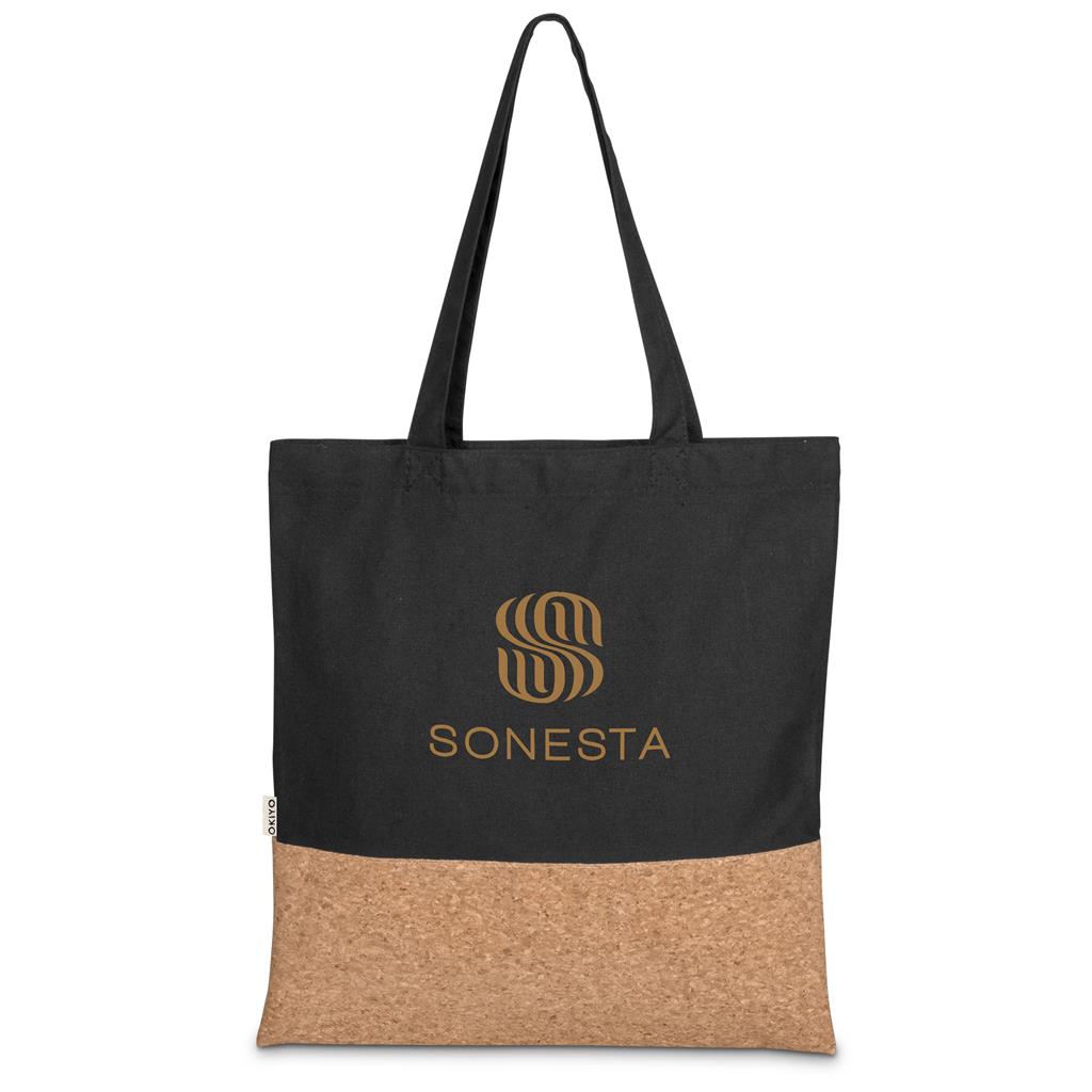 Okiyo Shukaku Cork & Cotton Shopper - BLACK
