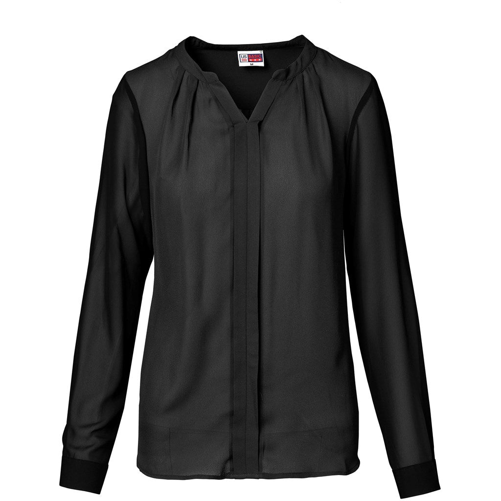 Ladies Long Sleeve Zenobia Blouse - BLACK